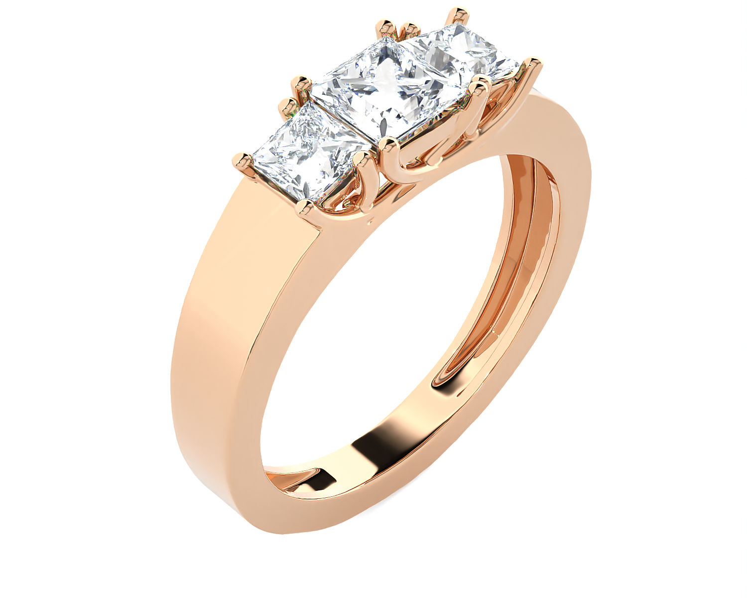 1 ctw Princess-Cut Three Stone Lab Grown Diamond Ring
