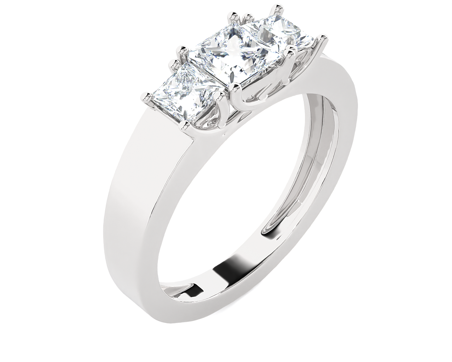 1 ctw Princess-Cut Three Stone Lab Grown Diamond Ring