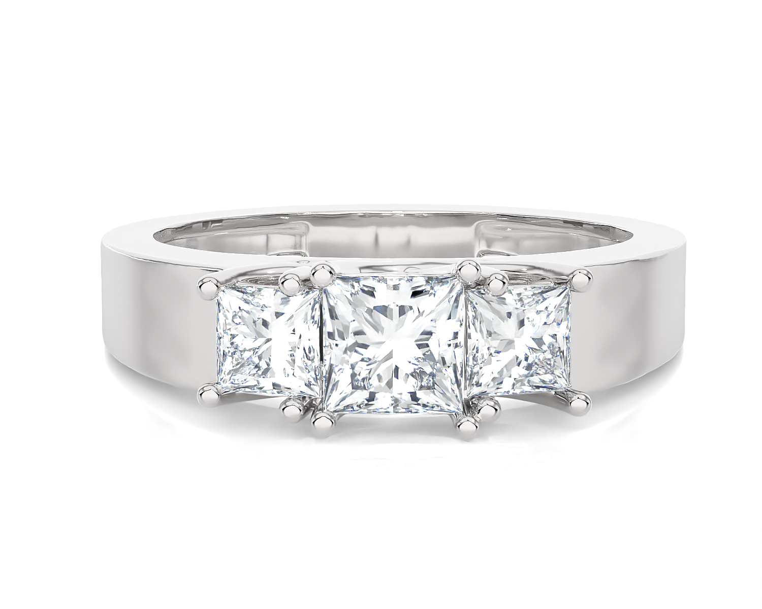 1 ctw Princess-Cut Three Stone Lab Grown Diamond Ring