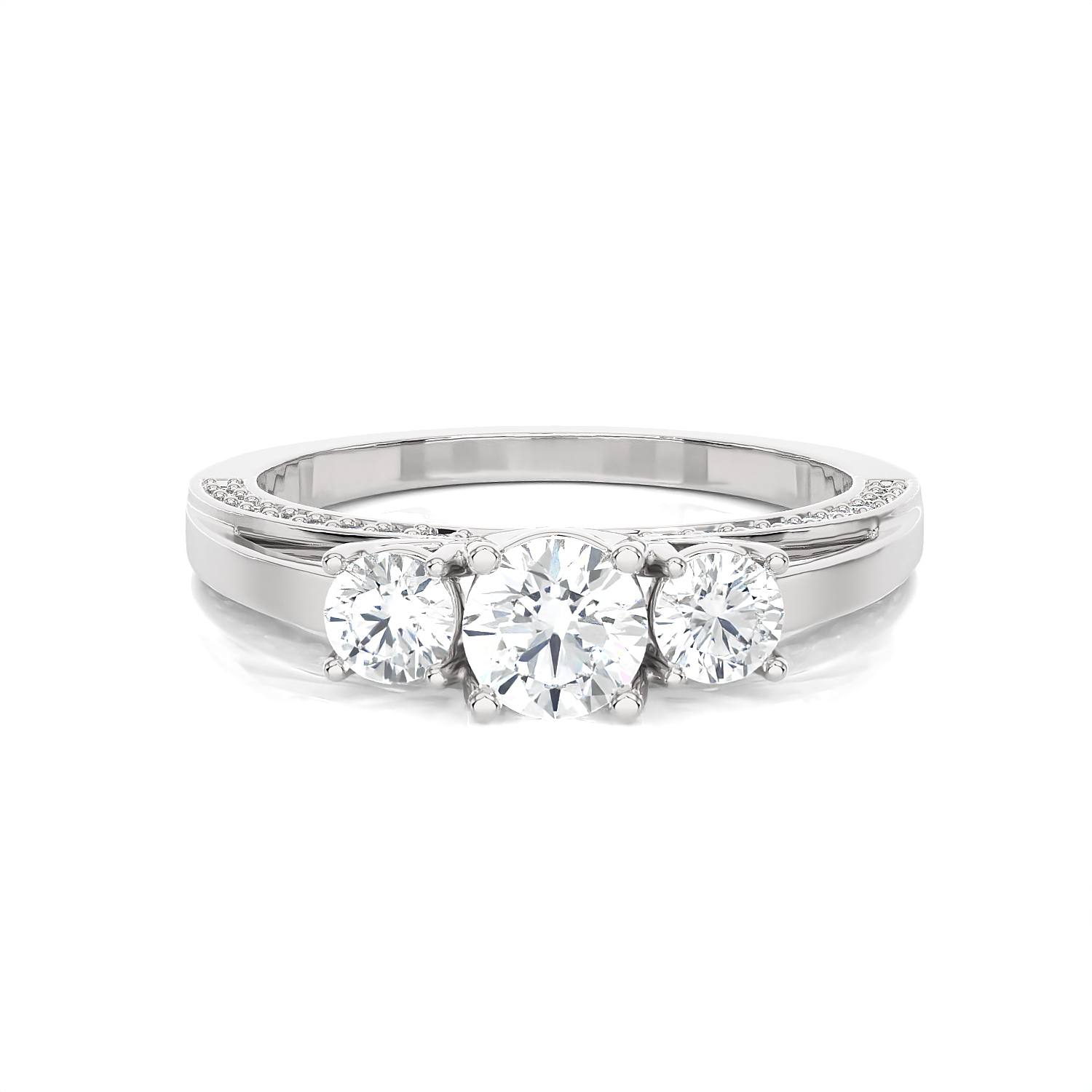 1 ctw Round Three Stone Lab Grown Diamond Ring
