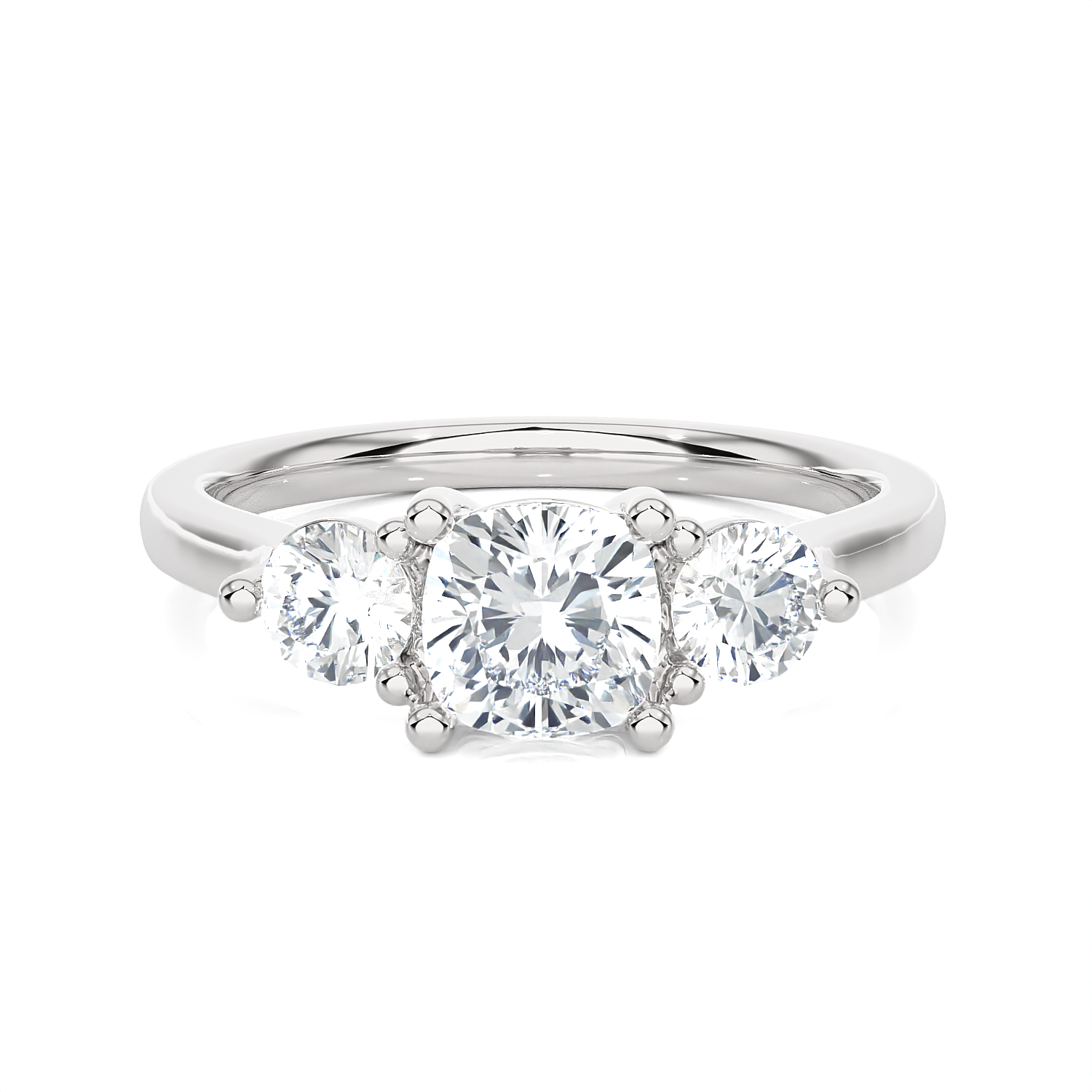 1 1/2 ctw Cushion-Cut Three Stone Lab Grown Diamond Ring