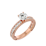 1 ctw Round Lab Grown Diamond Side Stone Engagement Ring
