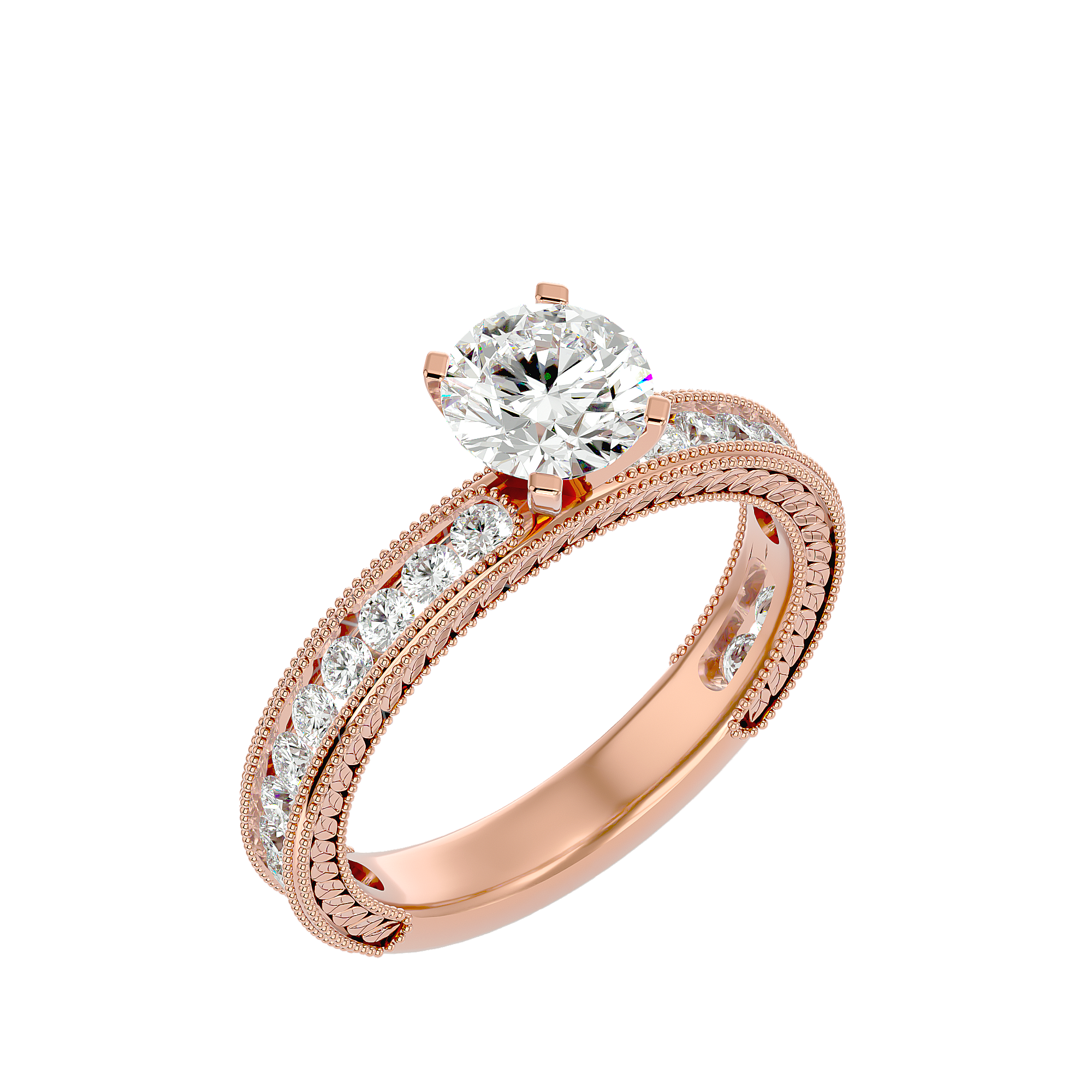 1 ctw Round Lab Grown Diamond Side Stone Engagement Ring