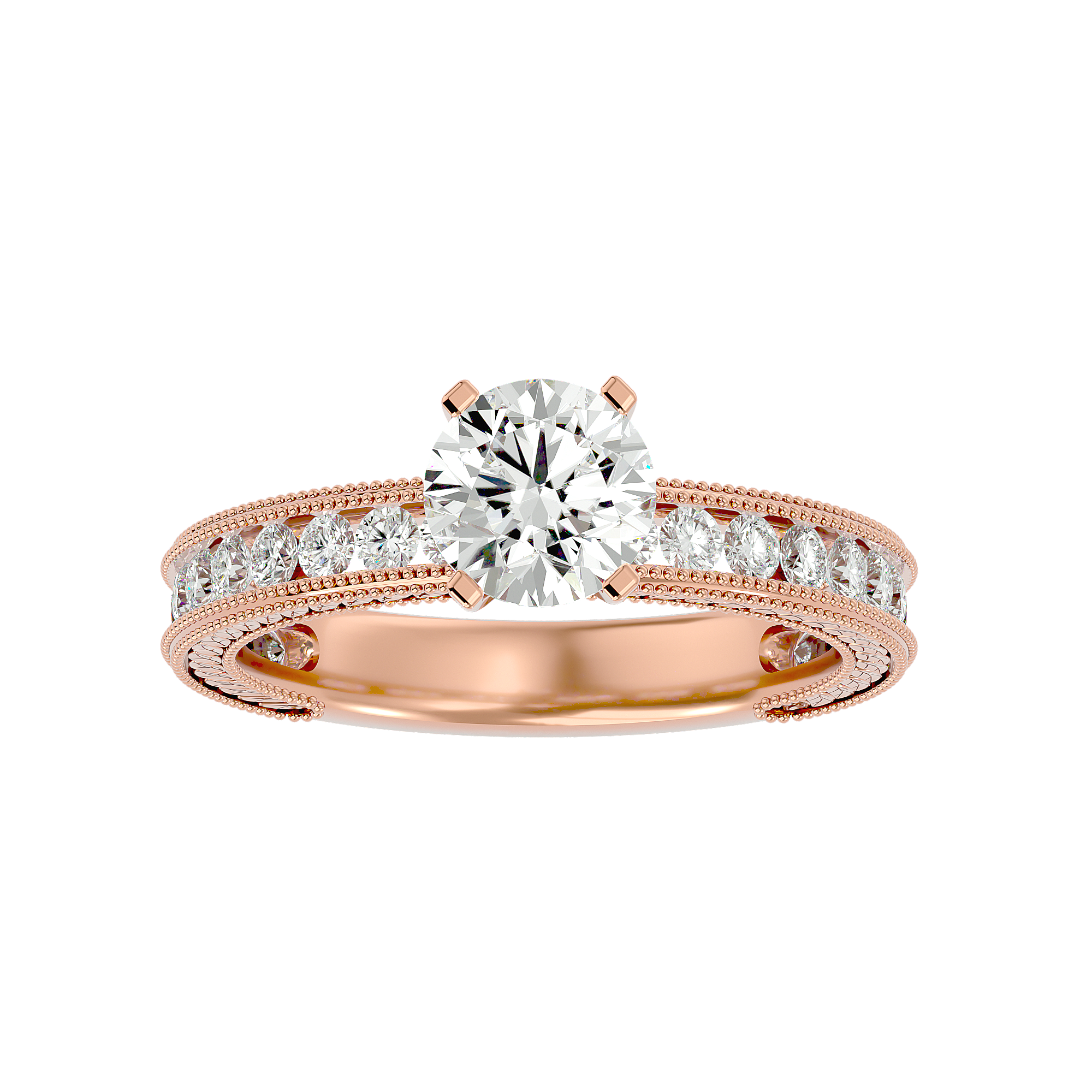 1 ctw Round Lab Grown Diamond Side Stone Engagement Ring