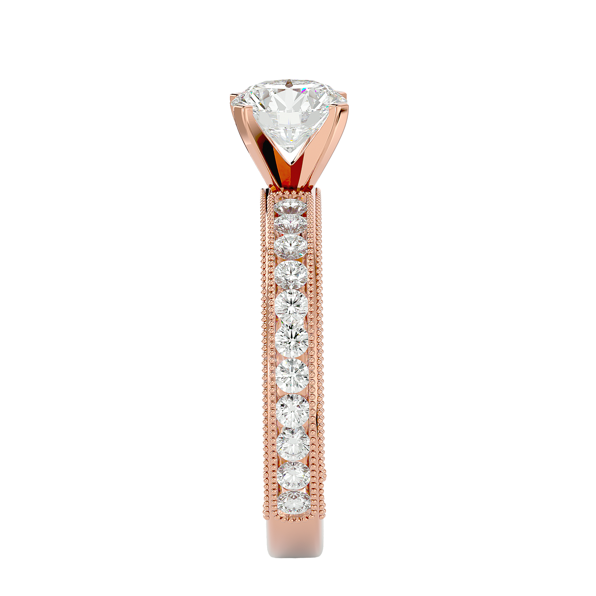 1 ctw Round Lab Grown Diamond Side Stone Engagement Ring
