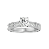 1 ctw Round Lab Grown Diamond Side Stone Engagement Ring