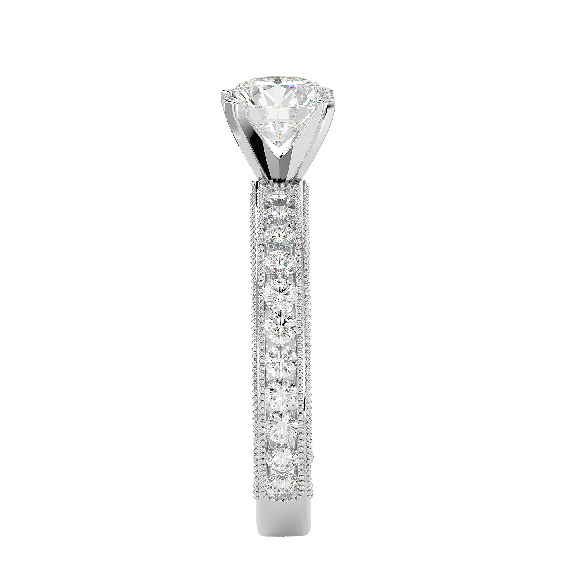 1 ctw Round Lab Grown Diamond Side Stone Engagement Ring