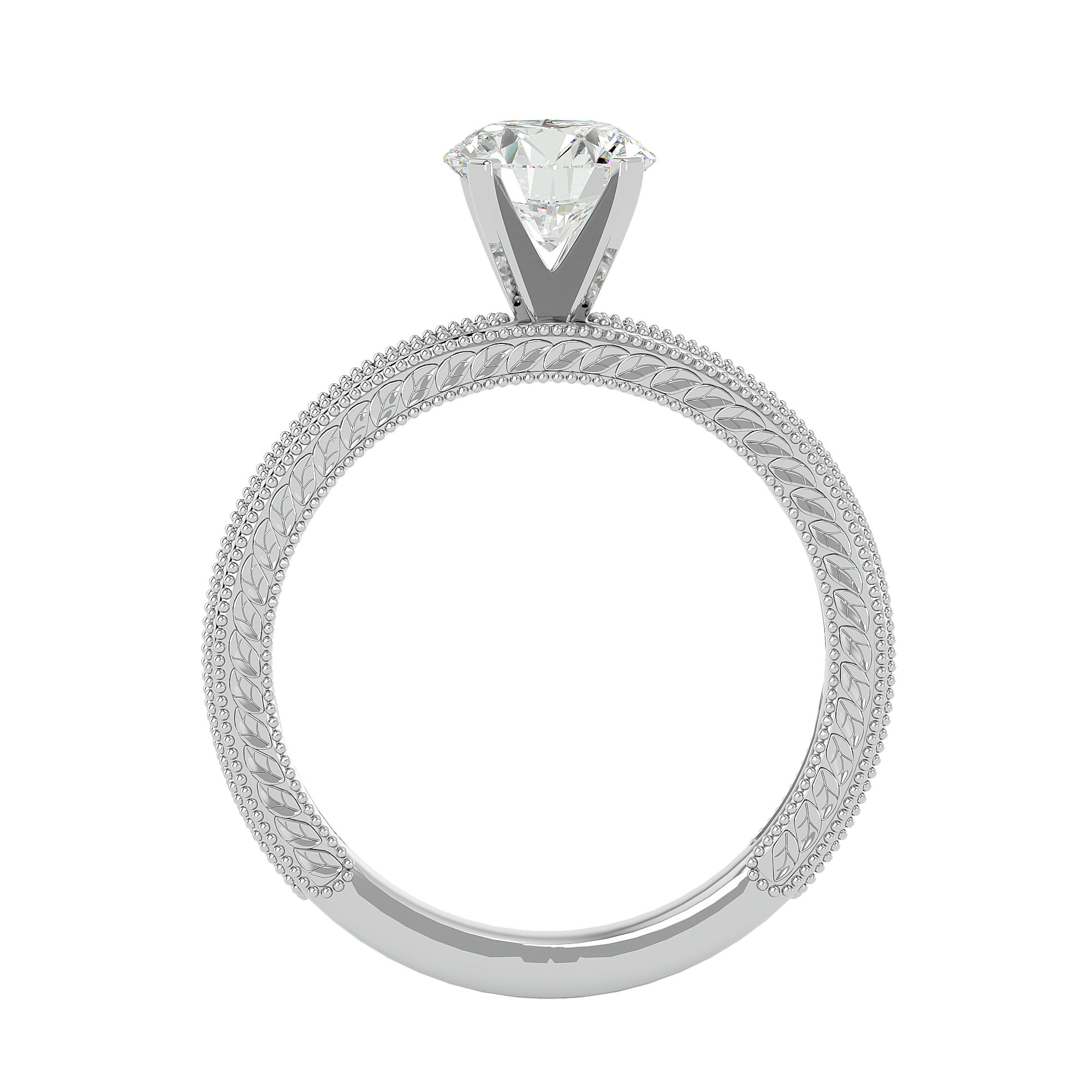 1 ctw Round Lab Grown Diamond Side Stone Engagement Ring