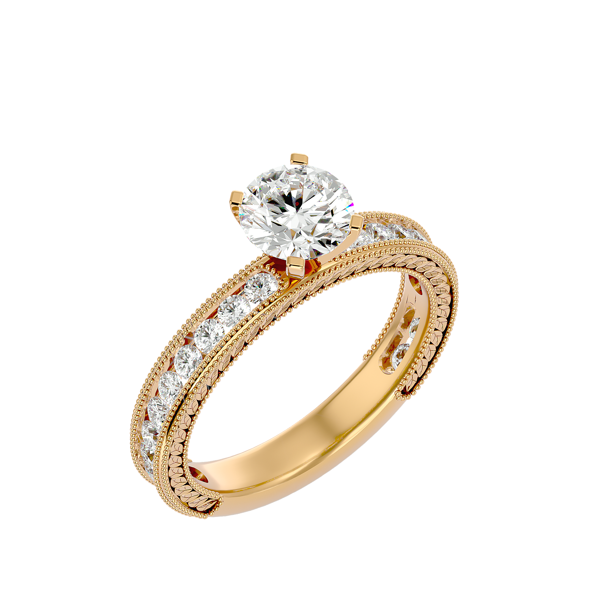 1 ctw Round Lab Grown Diamond Side Stone Engagement Ring