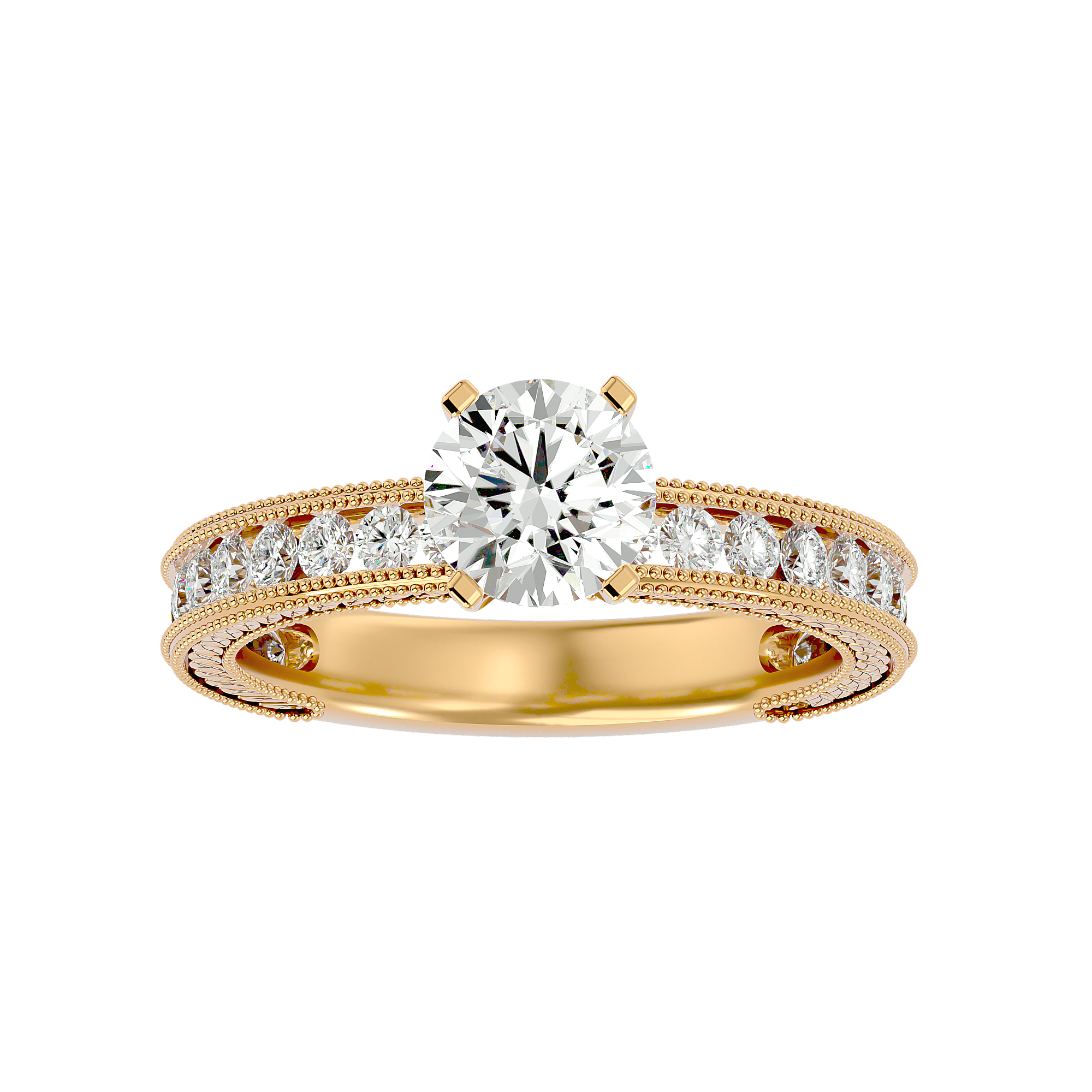 1 ctw Round Lab Grown Diamond Side Stone Engagement Ring