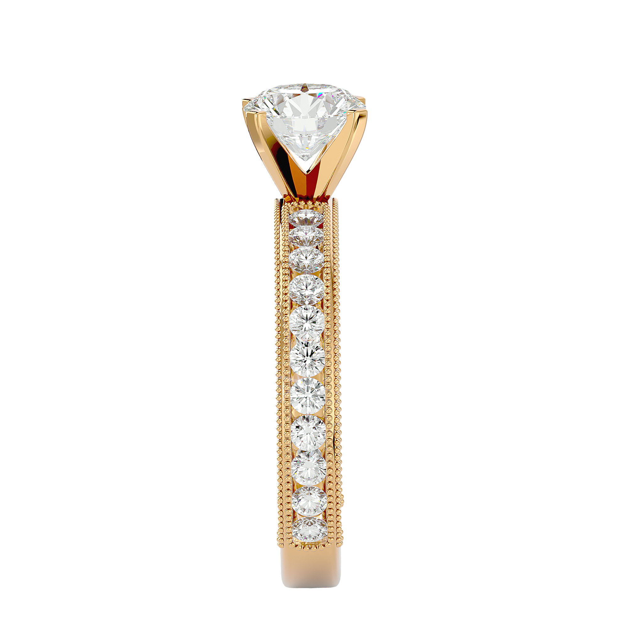 1 ctw Round Lab Grown Diamond Side Stone Engagement Ring
