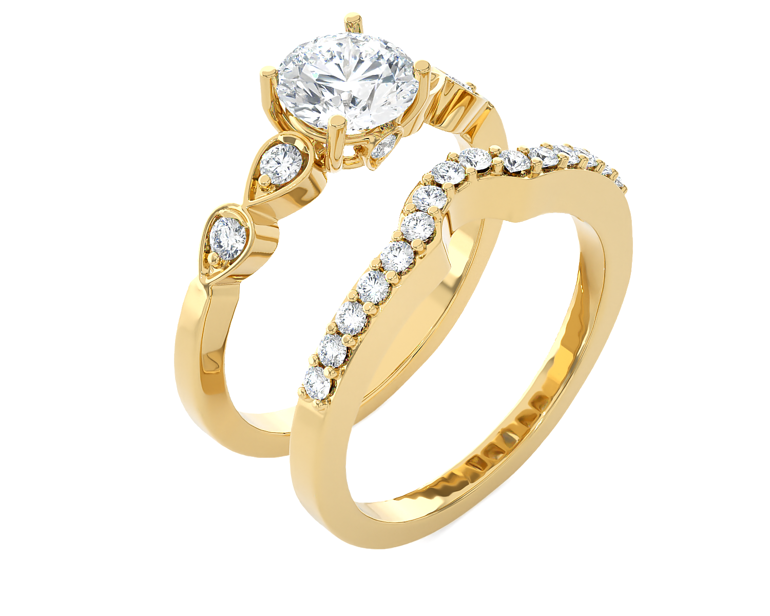 1 1/2 ctw Round Lab Grown Diamond Bridal Set Ring