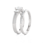 1 1/4 ctw Princess-Cut Three Stone Lab Grown Diamond Side Stone Bridal Set Ring