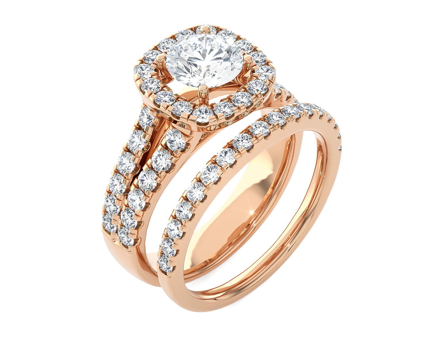 2 1/2 ctw Round Lab Grown Diamond Halo Bridal Set Ring