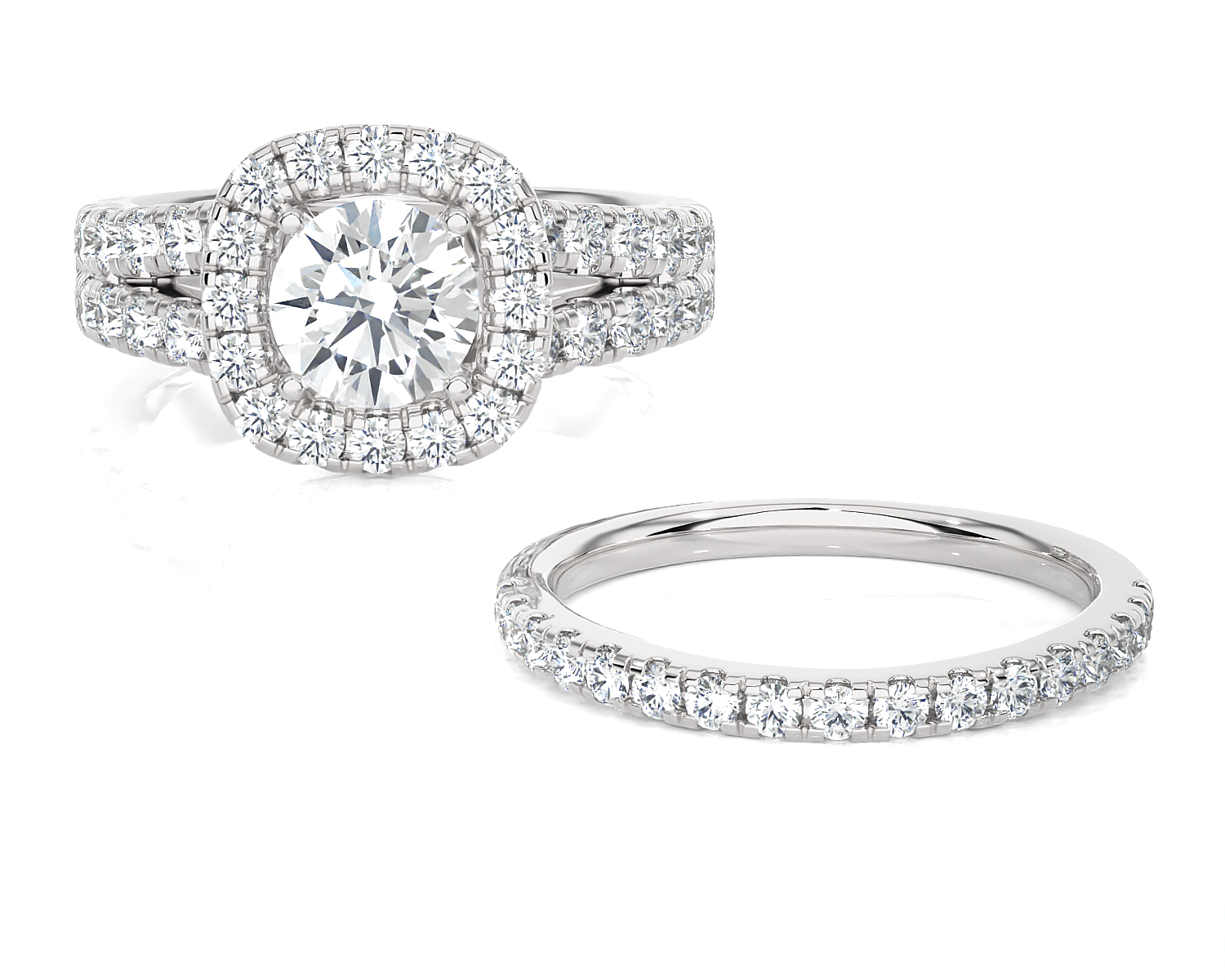 2 1/2 ctw Round Lab Grown Diamond Halo Bridal Set Ring
