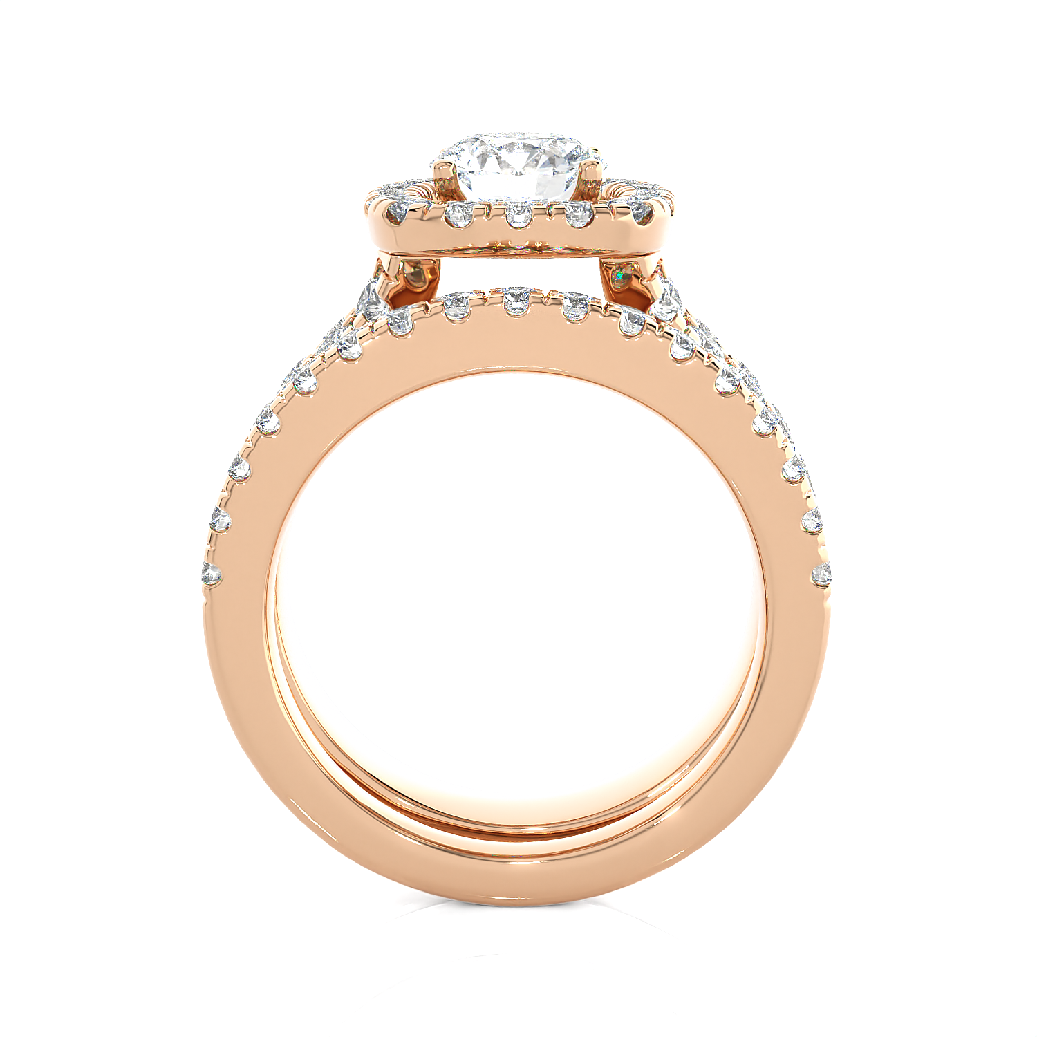 3 ctw Round Lab Grown Diamond Halo Bridal Set Ring