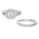3 ctw Round Lab Grown Diamond Halo Bridal Set Ring
