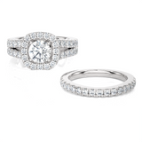3 ctw Round Lab Grown Diamond Halo Bridal Set Ring