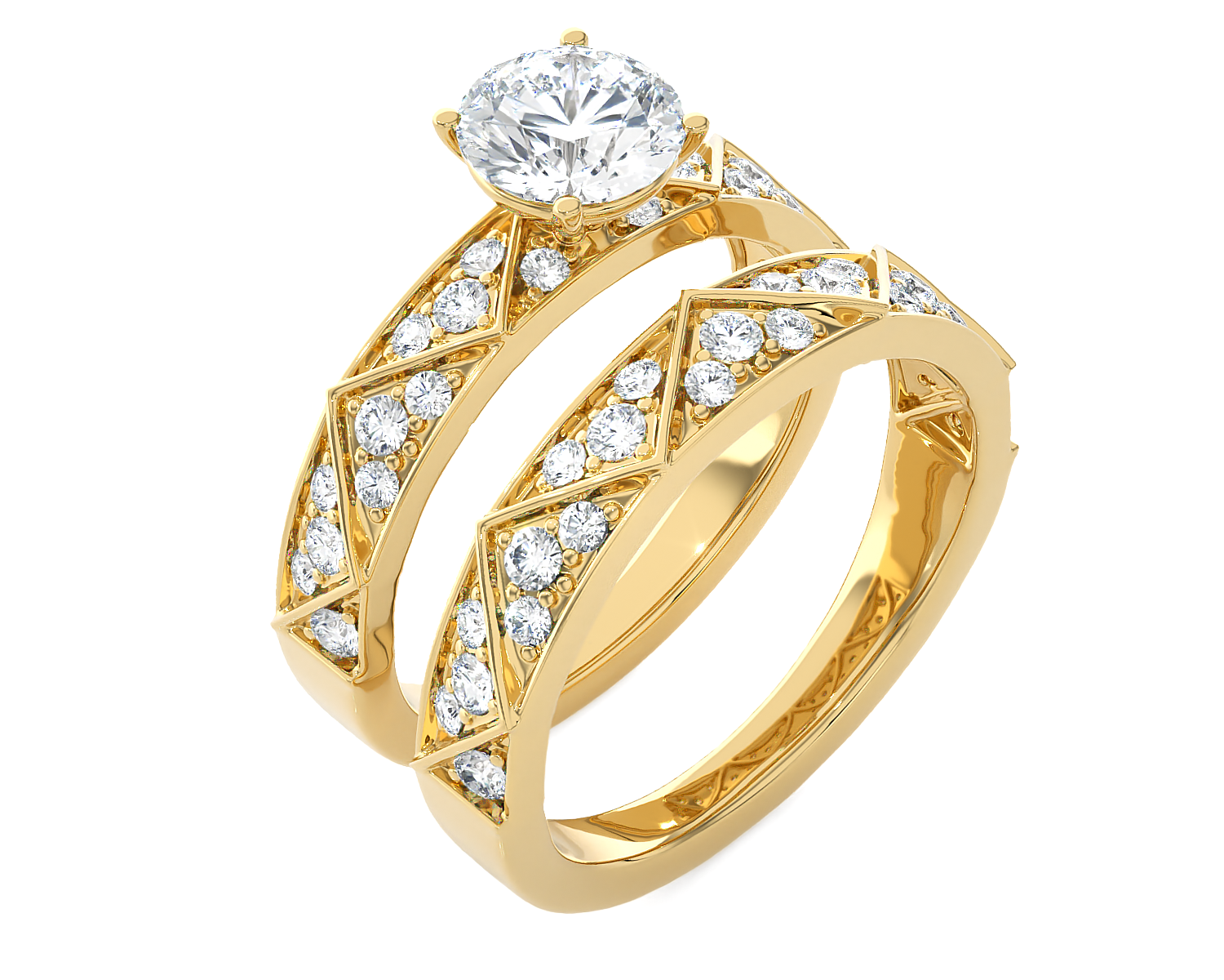 1 3/4 ctw Round Lab Grown Diamond Side Stone Bridal Set Ring