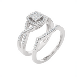 1/2 ctw Round Lab Grown Diamond Halo Bridal Set Ring