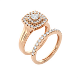 7/8 ctw Round Lab Grown Diamond Halo Bridal Set Ring