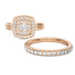 7/8 ctw Round Lab Grown Diamond Halo Bridal Set Ring