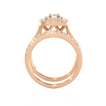 7/8 ctw Round Lab Grown Diamond Halo Bridal Set Ring