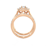 7/8 ctw Round Lab Grown Diamond Halo Bridal Set Ring