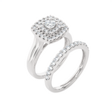 7/8 ctw Round Lab Grown Diamond Halo Bridal Set Ring