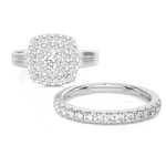 7/8 ctw Round Lab Grown Diamond Halo Bridal Set Ring