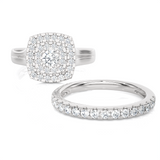 7/8 ctw Round Lab Grown Diamond Halo Bridal Set Ring