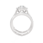 7/8 ctw Round Lab Grown Diamond Halo Bridal Set Ring