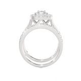 7/8 ctw Round Lab Grown Diamond Halo Bridal Set Ring