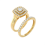 7/8 ctw Round Lab Grown Diamond Halo Bridal Set Ring