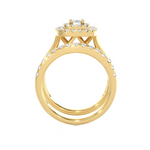 7/8 ctw Round Lab Grown Diamond Halo Bridal Set Ring