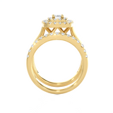 7/8 ctw Round Lab Grown Diamond Halo Bridal Set Ring