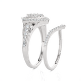 3/4 ctw Round Lab Grown Diamond Halo Bridal Set Ring