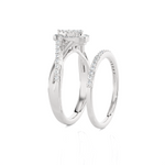 3/8 ctw Round Lab Grown Diamond Halo Bridal Set Ring