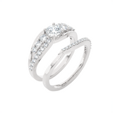 1 ctw Round Lab Grown Diamond Side Stone Bridal Set Ring