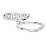 1 ctw Round Lab Grown Diamond Side Stone Bridal Set Ring