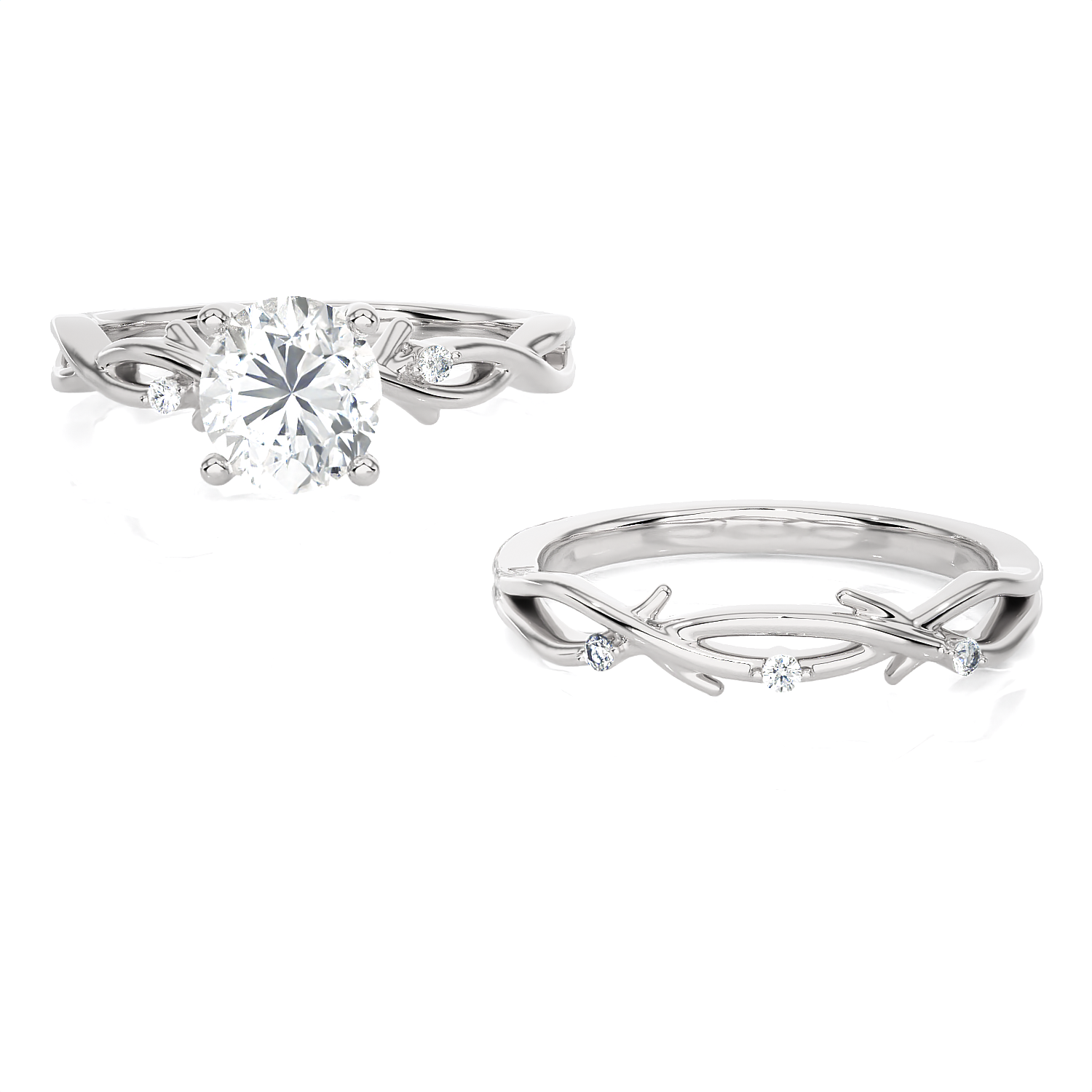 1 5/8 ctw Round Lab Grown Diamond Bridal Set Ring