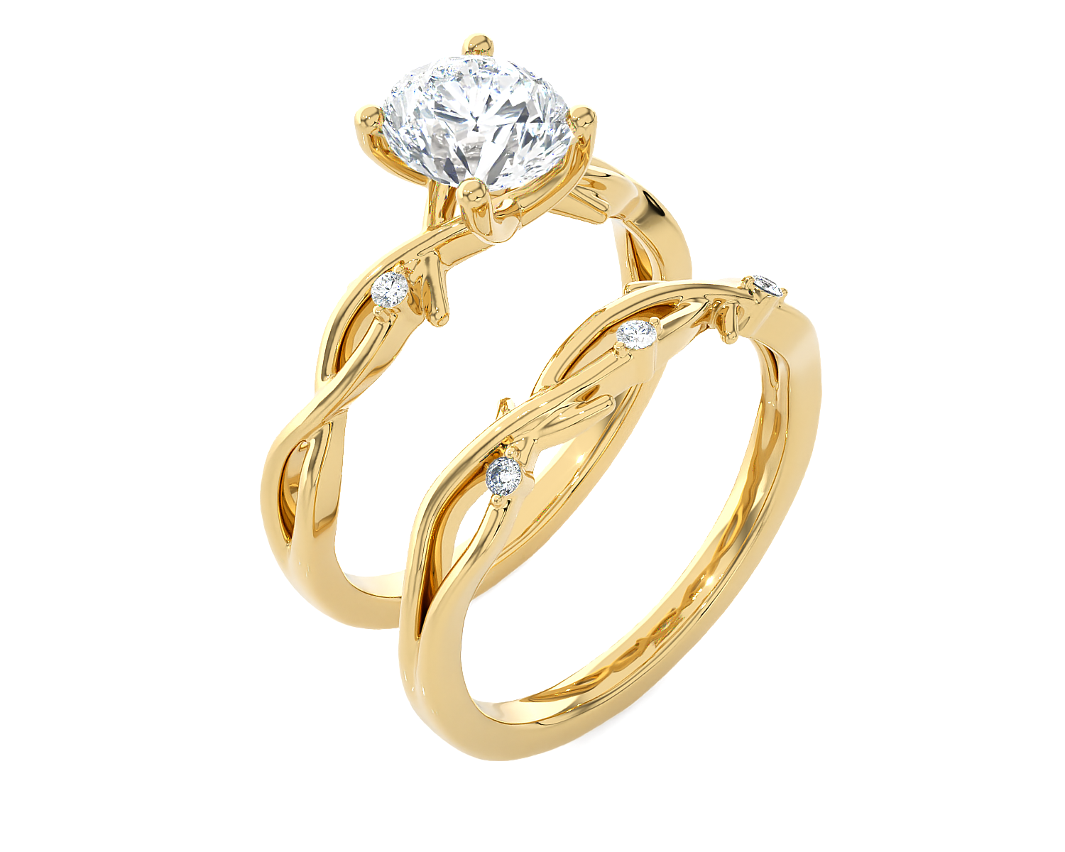 1 5/8 ctw Round Lab Grown Diamond Bridal Set Ring