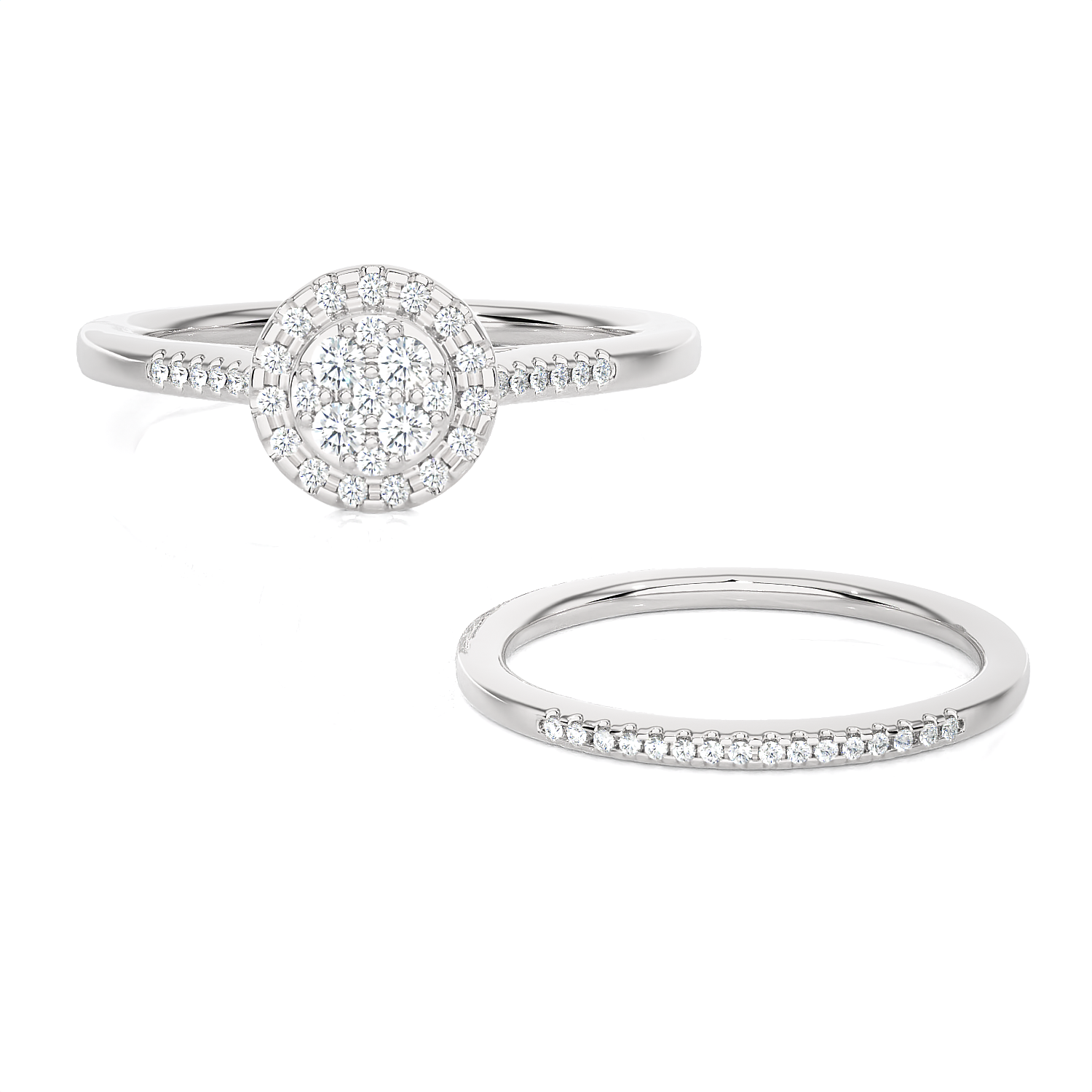 1/4 ctw Round Lab Grown Diamond Halo Bridal Set Ring