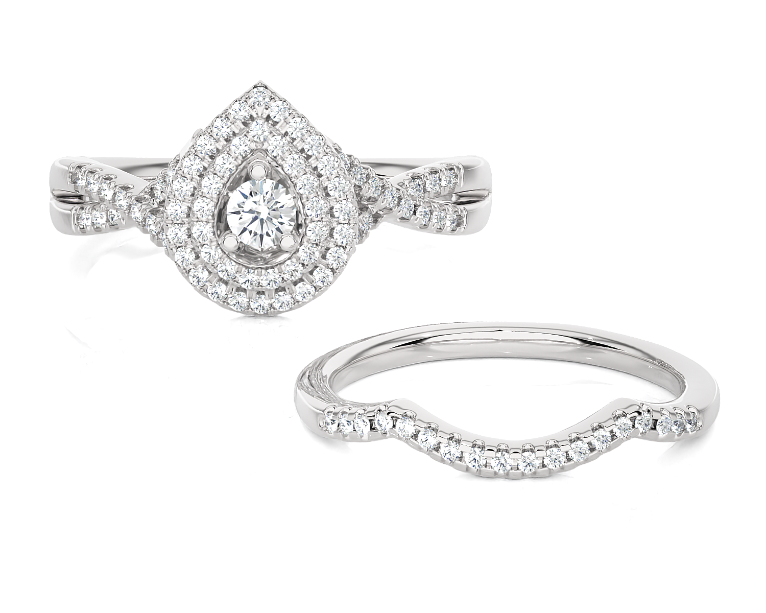 1/2 ctw Round Lab Grown Diamond Halo Bridal Set Ring