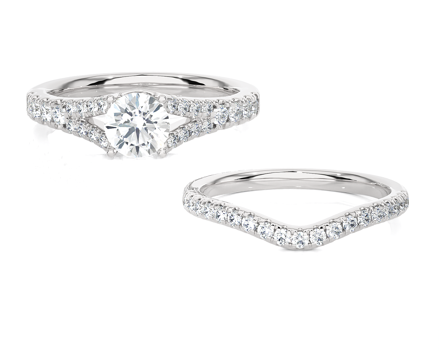 1 1/3 ctw Round Lab Grown Diamond Side Stone Bridal Set Ring