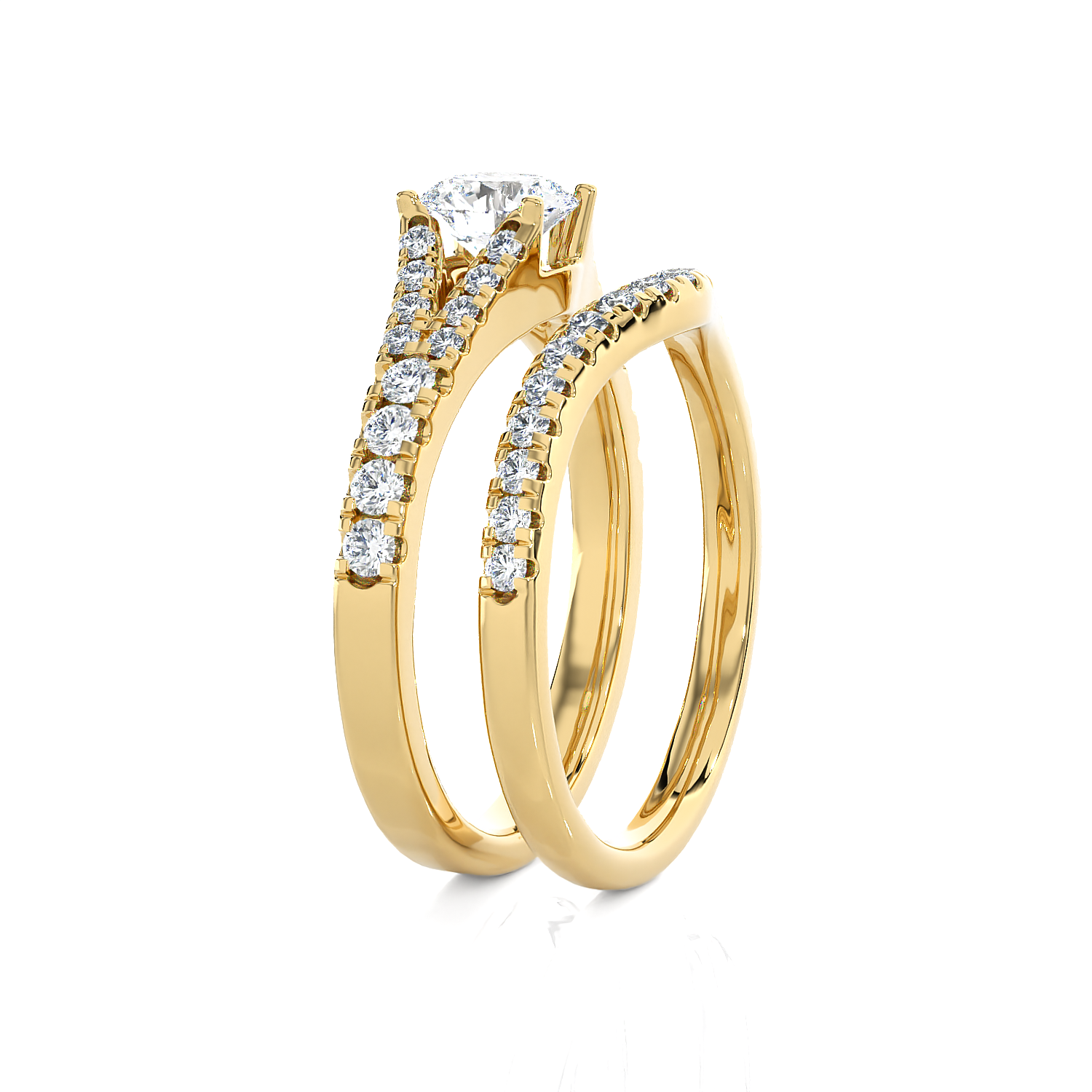 1 1/3 ctw Round Lab Grown Diamond Side Stone Bridal Set Ring