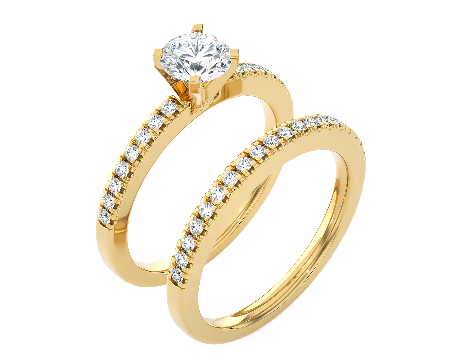 1 1/4 ctw Round Lab Grown Diamond Side Stone Bridal Set Ring