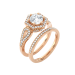 1 1/2 ctw Round Lab Grown Diamond Halo Bridal Set Ring