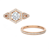 1 1/2 ctw Round Lab Grown Diamond Halo Bridal Set Ring