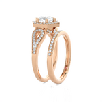 1 1/2 ctw Round Lab Grown Diamond Halo Bridal Set Ring